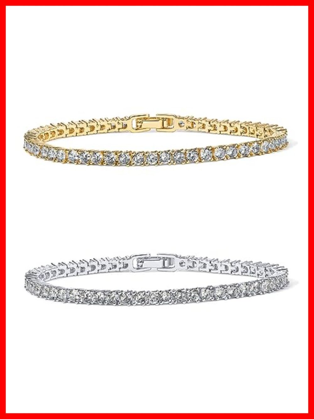 CZ Tennis Bracelet 14K Gold Plated 6.5 In Gift for Her